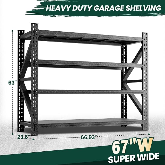 Heavy Duty Garage Storage Shelves 8000LBS Capacity, 4-Tier Adjustable - Image 2