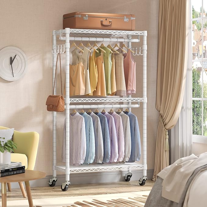 VIPEK R2 Medium Heavy Duty Clothes Rack Rolling Clothing Rack Adjustable Metal - Image 2