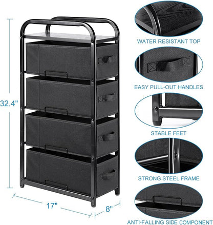 MAX Houser 4 Drawer Narrow Dresser Fabric Storage Tower Vertical Slim Storage - Image 3