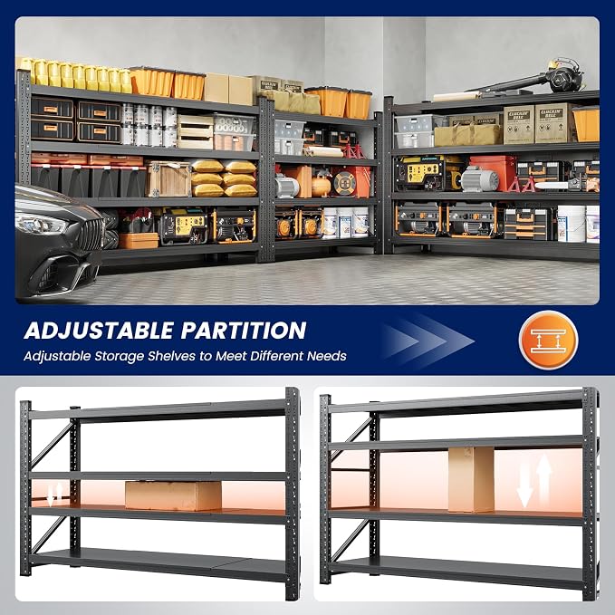 Yizosh 68" W Metal Garage Storage Shelves, Heavy Duty Adjustable Steel - Image 4