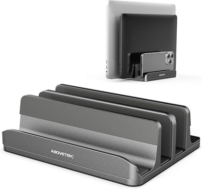 AboveTEK Vertical Laptop Stand, 3 Slots Aluminum Desk Laptop Holder & Laptop by AboveTEK