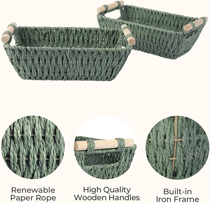 StorageWorks Round Paper Rope Woven Basket - Image 3