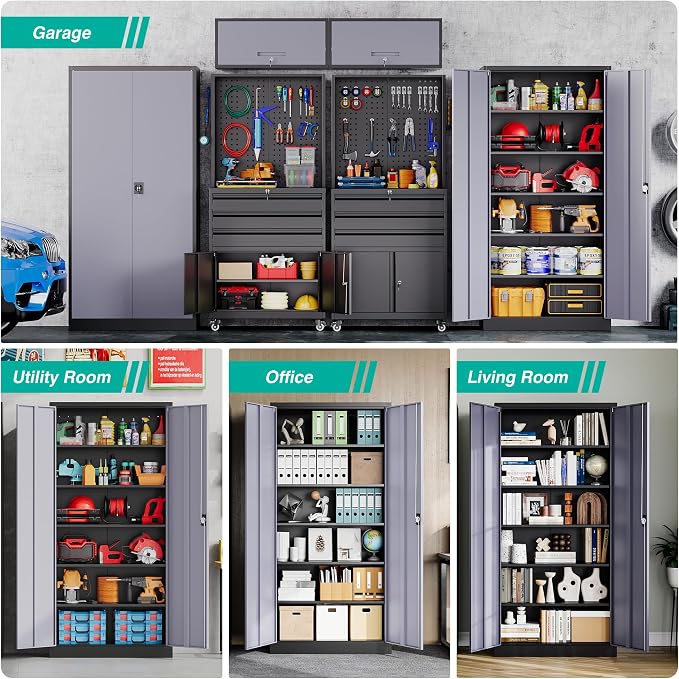 SISESOL Wide & Deep Metal Storage Cabinet - Image 5