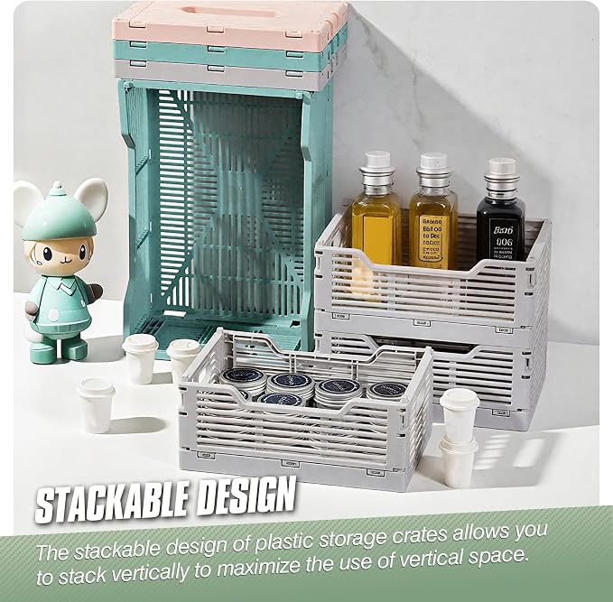 2-Pack Collapsible Crates for Storage, 8.66x5.91x3.54 In, Collapsible Plastic - Image 6