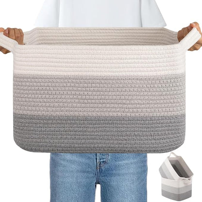 OIAHOMY Woven Storage Basket, Cotton Rope Baskets by MasterofSpaceOptimization