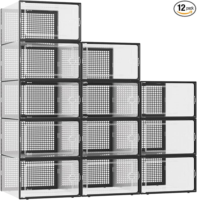 Kuject XXX-Large Shoe Storage Boxes 12 Pack, Entryway & Under-Bed Storage by Kuject