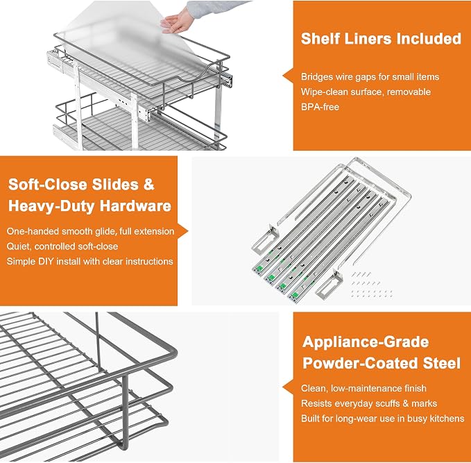 ALINE FURNITURE 2-Tier Pull Out Cabinet Organizer - Image 5