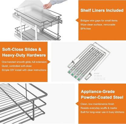 ALINE FURNITURE 2-Tier Pull Out Cabinet Organizer - Image 5