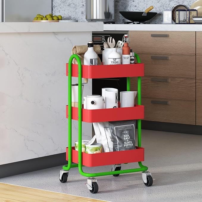 Metal Rolling Cart, 3-Tier Metal Rolling Cart - Image 6