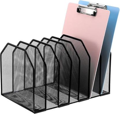 Metal Mesh File Organizer, Adjustable 7 Section Vertical Desk File Holder by Unknown