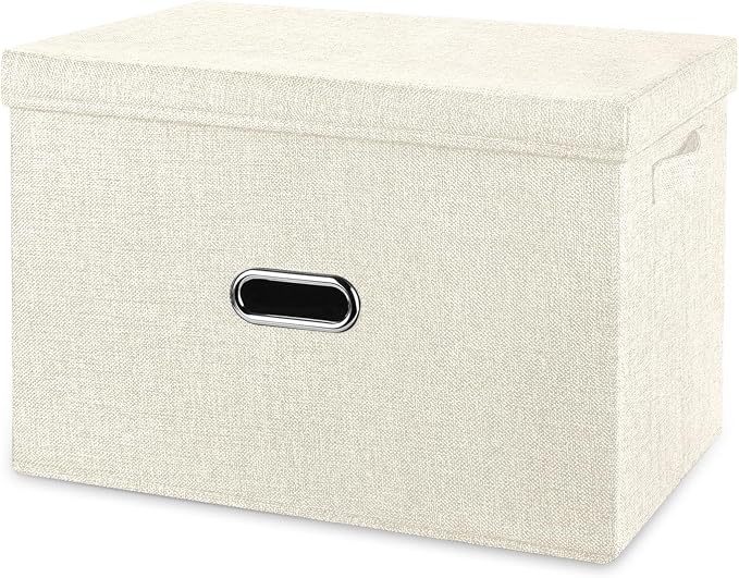 Large Linen Fabric Foldable Storage Bins by Unknown