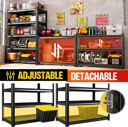 Set of 4 Heavy Duty Garage Shelving 5T Storage Shelves, Adjustable Metal - Image 5