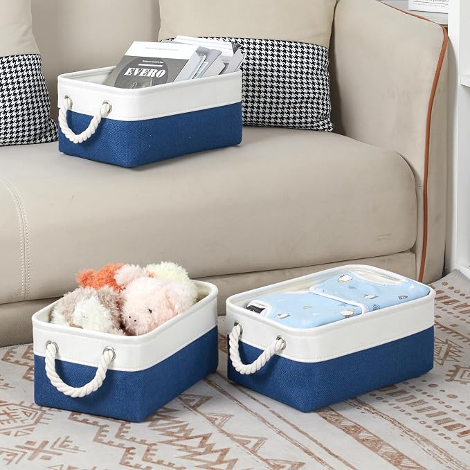 Bidtakay Small Storage Baskets for Shelves 3 Pack Fabric Storage Bins for - Image 2