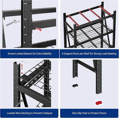 FLEXIMOUNTS Garage Shelving Heavy Duty, 49.6" W 4-Tier 10000LBS Industrial - Image 6