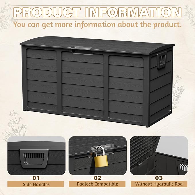 75 Gallon Outdoor Deck Storage Box – Heavy Duty Resin - Image 6