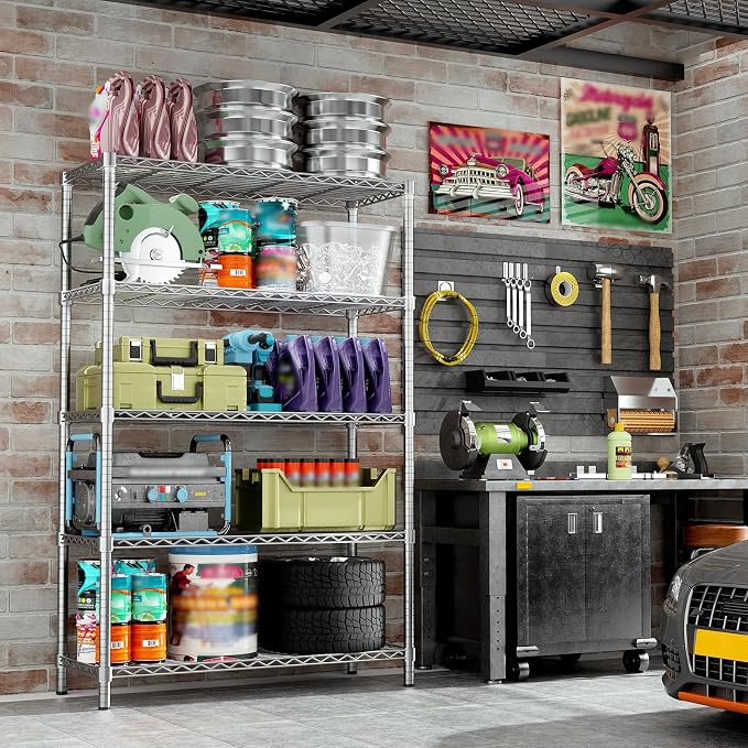 Storage Shelves, 5-Tier Adjustable Metal Industrial Utility Shelf Rack - Image 2