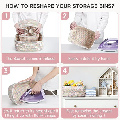 3-Pcs Shelf Baskets for Organizing, Closet Organizer Bins, Small Woven Baskets - Image 8