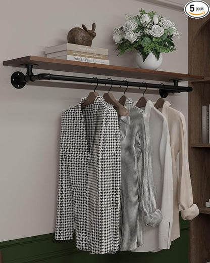 Clothes Rack 48in, Wall Mounted Garment Rack by INDUSTRIALSHELVESDESIGN