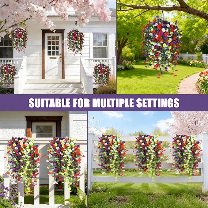 INQCMY Artificial Flowers for Outdoor Spring Summer Decoration Faux Silk - Image 5