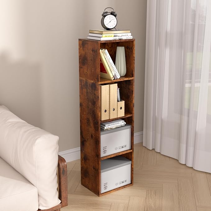 Wooden 4 Cube Storage Organizer, 4 Tier Storage Cubes Storage Display Cubby - Image 2