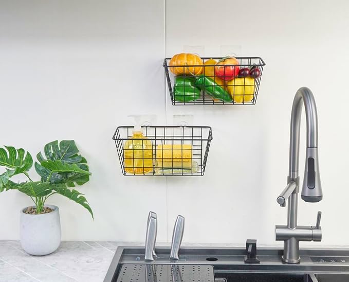 JUNCHU CHERRY 4 Pack Hanging Sorage Basket, Bathroom Basket, Household Goods - Image 8