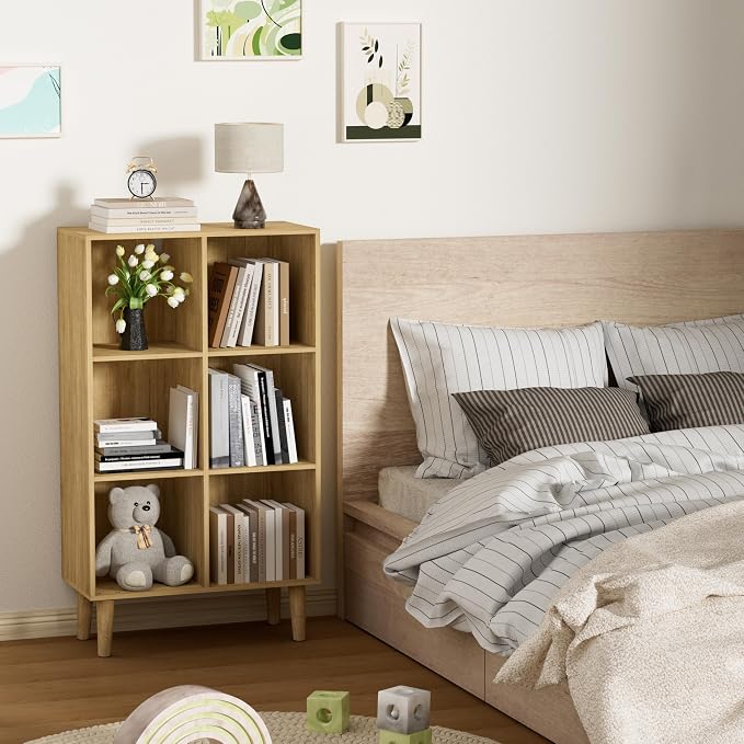 6 Cube Bookcase, Wooden Book Shelf Cube Storage Organizer - Image 7