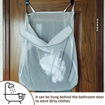 Hanging Washable Laundry Hamper | Over Door Mesh Laundry Bag - Image 4