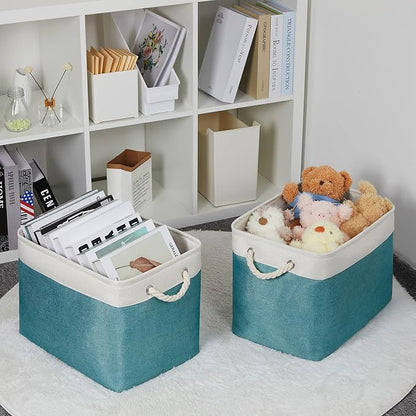 Bidtakay Foldable Storage Bins Set of 2 Tall Cloth Baskets 16" X 11.8" X 11.8" - Image 9