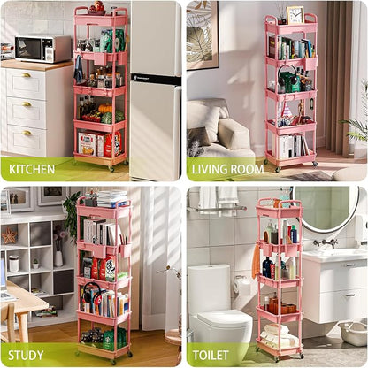 Sorgion 5 Tier Rolling Cart Organizer, Bathroom Cart Organizers - Image 6