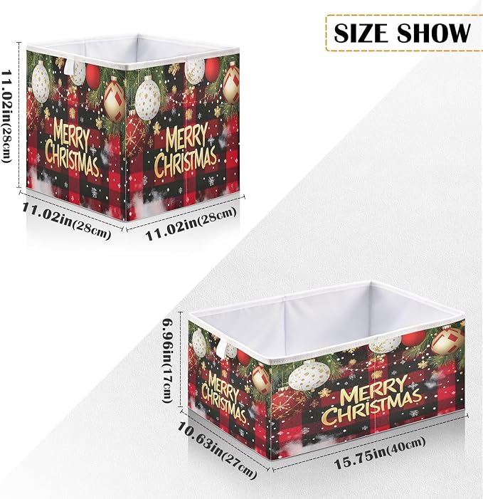 Checked Christmas Background Closet Organizers Storage Cubes Storage Bins Shelf - Image 3
