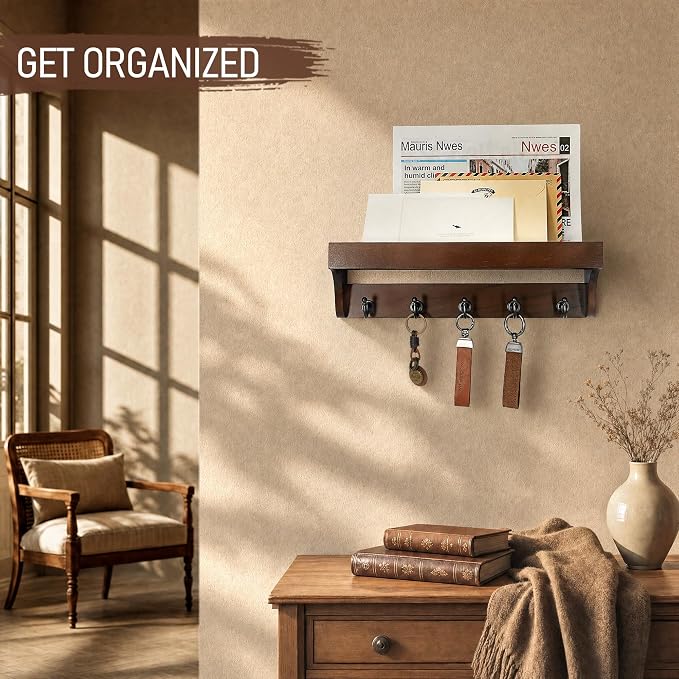 Walnut Wood Key Holder Wall Mount - Image 5