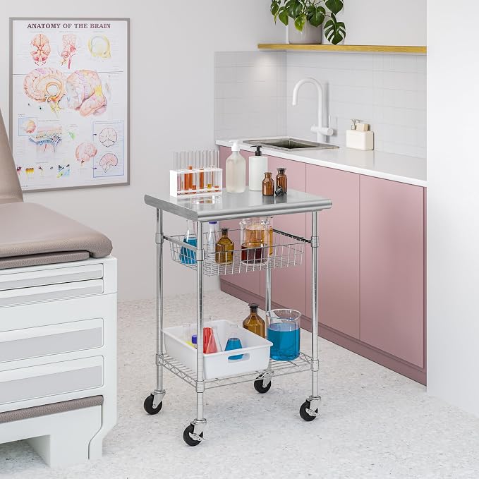 Stainless-Steel Commercial-Grade NSF-Certified Prep Table Cart - Image 3