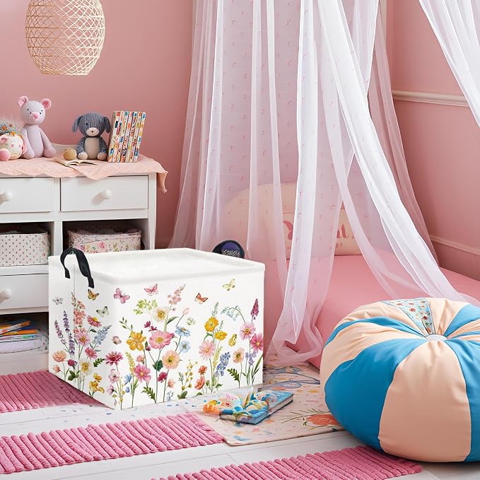 Rectangular Baby Girls Basket Kids Baby Storage Basket Cute Storage Bin - Image 4
