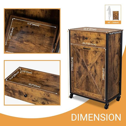 VINGLI 13 Gallon Tilt Out Trash Cabinet, Wood Hidden Trash Can Kitchen Cabinet - Image 2