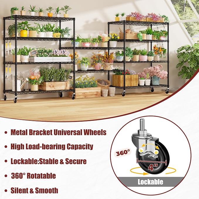 PrimeZone 4 Packs 48" W x 24" D x 81" H Heavy Duty Wire Storage Shelves - Image 8