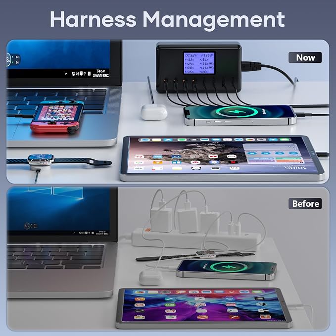 152W Charging Station, 8-Port Desktop USB-C & USB-A Charger Hub, 20W 4xUSB-C & - Image 6