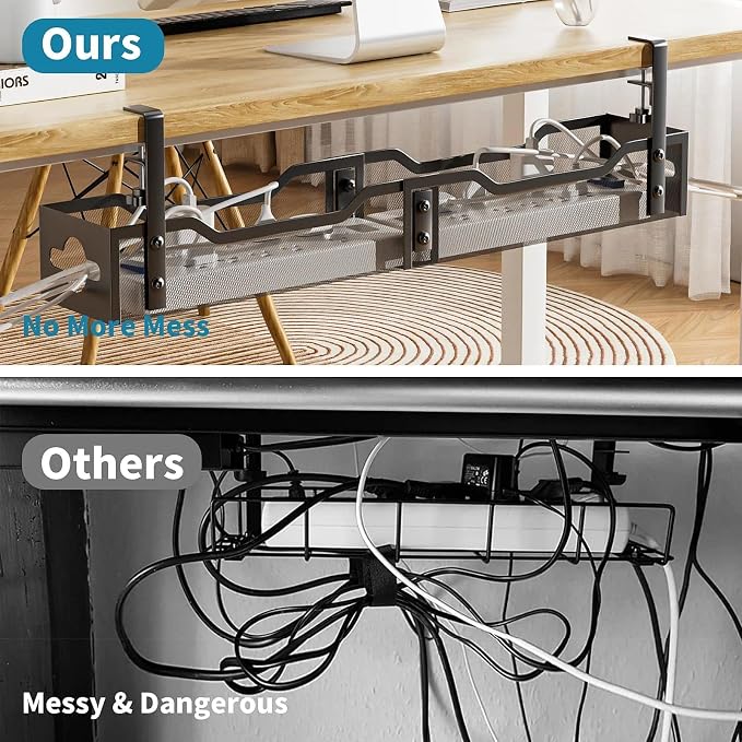 Under Desk Cable Management Tray 32'', Cable Management Under Desk No Drill - Image 6