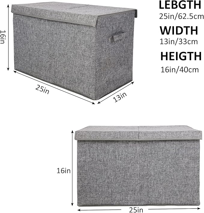 Large Toy Box Storage with Lid, Collapsible Sturdy Toy Chest Storage Bin | Toy - Image 4