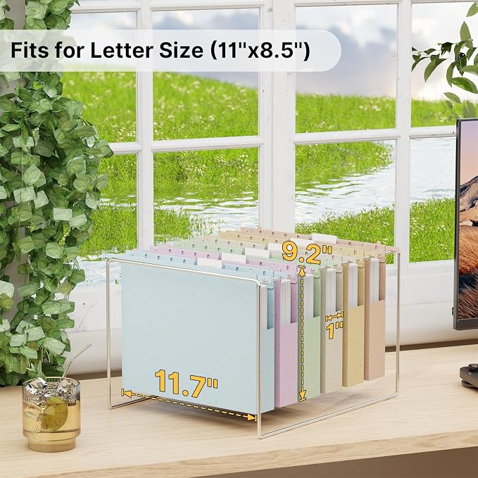 Wheat Straw Plastic Hanging File Folder Letter Size, 12 Pack Extra Capacity - Image 2