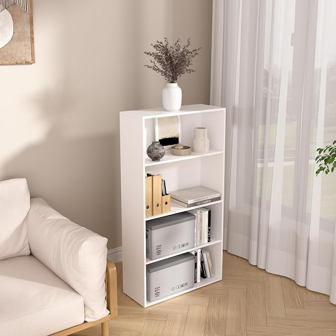 Wooden 4 Tier Book Shelf，4 Cube Storage Organizer, 44 Inch Versatile Cubes - Image 2