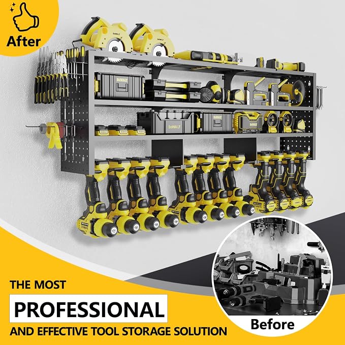 49" W Large Power Tool Organizer Wall Mount, 4 Layer Heavy Duty Metal Tool - Image 4