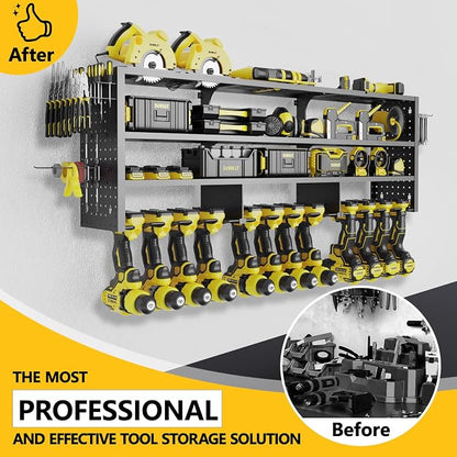 49" W Large Power Tool Organizer Wall Mount, 4 Layer Heavy Duty Metal Tool - Image 4