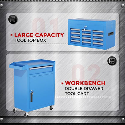 INTERGREAT Rolling Tool Chest, 5-Drawer Tool Box Organizer, Lockable Wheels & - Image 7