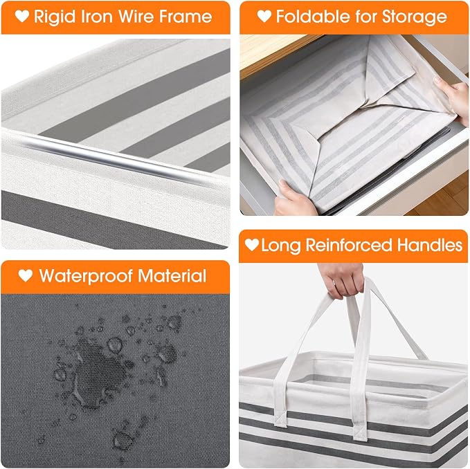 4 Pack Large Laundry Baskets, Laundry Hampers, Freestanding Waterproof - Image 3