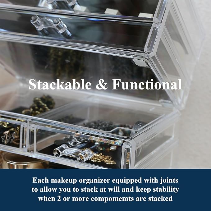 Sea Team 3-Tier Stackable Clear Makeup Organizer - Image 6