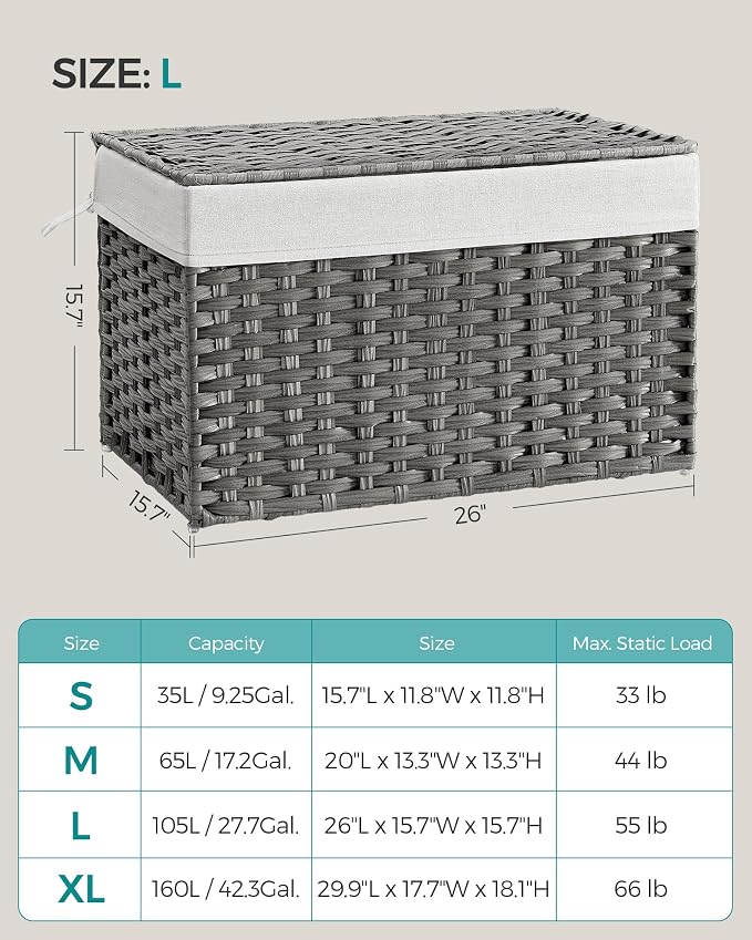 SONGMICS Storage Basket with Lid, Woven Blanket Storage Bin with Handles - Image 7