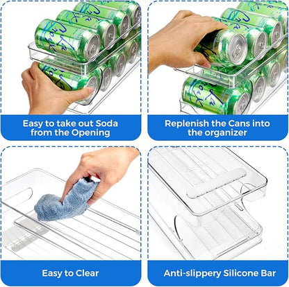 Rolling Soda Can Organizer for Refrigerator Can Dispenser for Beer Soda Seltzer - Image 6