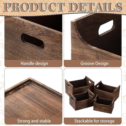 Novabright 4 Pack Wood Crates Nesting Storage Baskets Multiple Sizes Decorative - Image 3