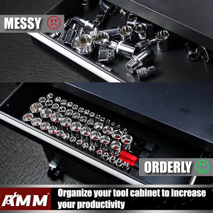 AMM 9-Piece Socket Organizer, 3/8 & 1/4 inch Drive ABS Socket Holder, Heavy - Image 5