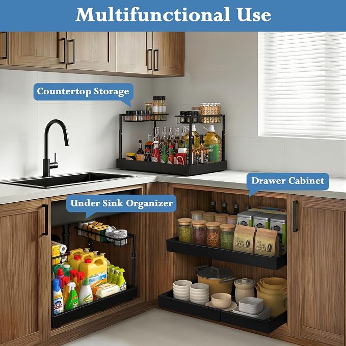 Aisslro Under Sink Organizer, 2 Tier Under the Sink Storage, Expandable - Image 7